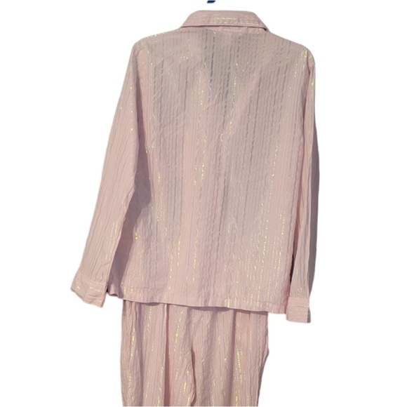 Victoria's Secret 💕 Soft ☁️ Pink 💗Metallic Shiny 💎Stripe PJ Set Size M - Picture 5 of 11